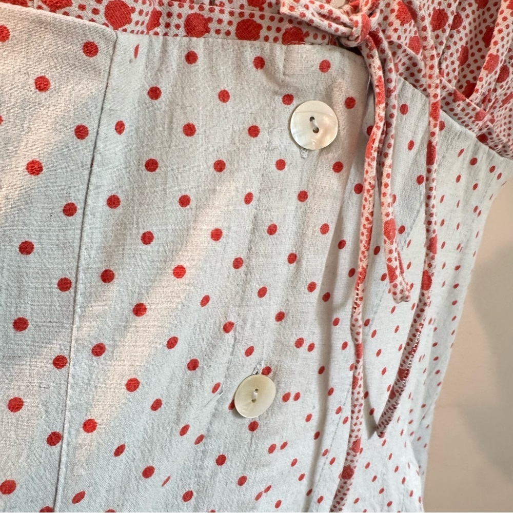 NWT Free People Stelladonna Linen Blend Polka Dot Midi Dress Large - Picture 4 of 8